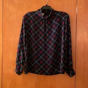 Vintage Pendleton Country Sophisticates Plaid Roll Neck Blouse Sz L